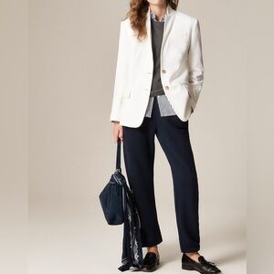 J. Crew Standing Collar Blazer in Wool-Blend Flannel Ivory Size 4 NWT CN789 $268